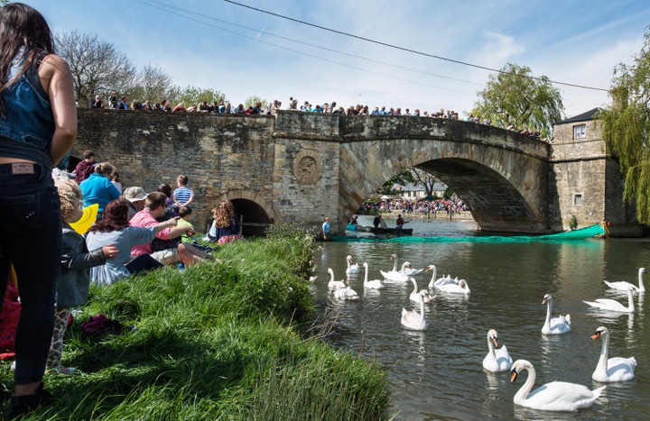 The scene at Lechlade-on-Thames in 2014 as crowds gathered for the inaugural Lechlade Duck Race. Picture Crown Copyright.